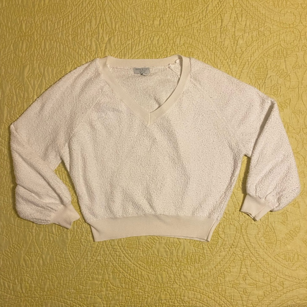 Chic White V-Neck Sweater for Women